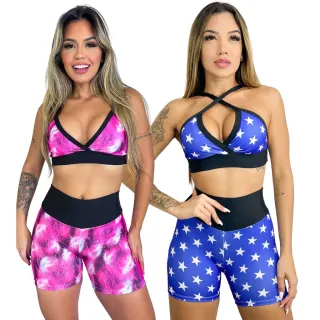 Treino Academia Conjunto Fitness Top e Short - Kit com 2 - 153-CST+162-CST