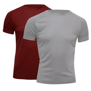 Academia Masculina Camiseta Dry Fit Kit 2 - Vinho e Branco