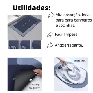 Antiderrapante Absorvente Tapete de Banheiro - Cinza