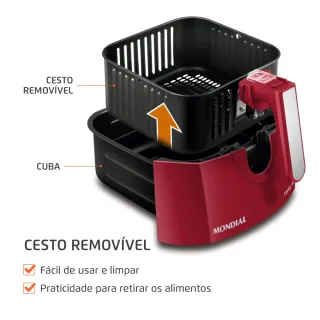 Air Fryer Mondial 4L 1.500 Watts - AFN-40-FR: Fritadeira elétrica sem óleo - 220V