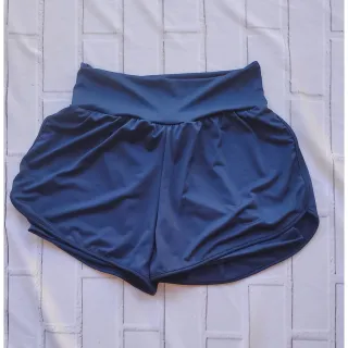 Short Feminino Fitness Duplo para Treino e Caminhada - Azul Marinho