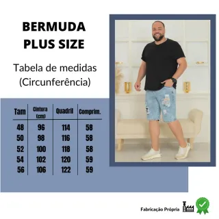 Bermuda Desfiada Jeans Plus Size Masculina - Tamanho Grande - Jeans Médio