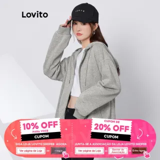 Moletom Casual Liso Com Bolso Com Zíper (Cinza) - Lovito - Cinza