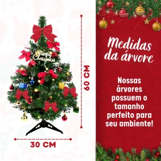 Enfeites Natal Árvore Completa Pronta Pisca Pisca 27 60cm - 110V