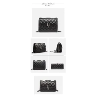 Bolsa feminina escura com corrente transversal "Y" - Branca