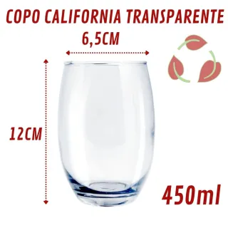 Copos Redondo California Vidro Transparente 450ml - Único