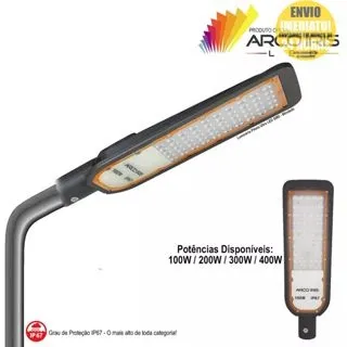 Poste Iluminação Publica LED Luminária 400W Bivolt IP67 - 100W