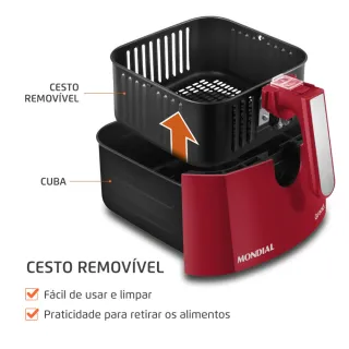 Air Fryer Mondial Grand Family Inox 5L 1900W - Fritadeira elétrica sem óleo - 110V