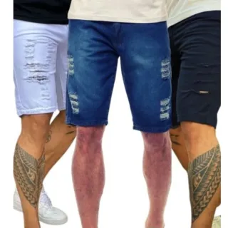 Outlet de fábrica: Shorts masculinos Jeans rasgados estilo fashion masculino - Claro