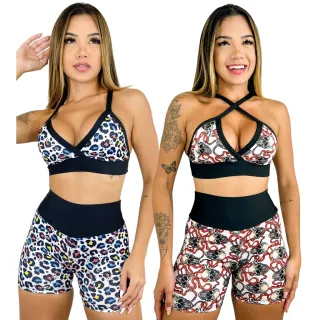 Treino Academia Conjunto Fitness Top e Short - Kit com 2 - 153-CST+162-CST