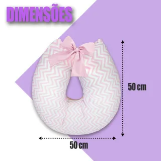 Travesseiro Amamentação Bebê Almofada Menina Menino - CHEVRON ROSA
