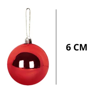 Bolinha Vermelho para Árvore de Natal - Kit com 12 unidades - Único