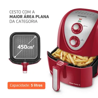 Air Fryer Mondial Grand Family Inox 5L 1900W - Fritadeira elétrica sem óleo - 110V