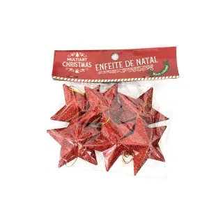 Estrela de Natal Glitter 7cm: enfeite com 6 unidades - Dourado