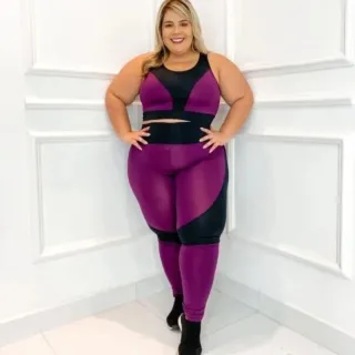 Roupa de academia Plus Size Conjunto Fitness Calça Legging e Top GG XGG EXGG - Verde Militar