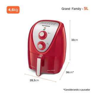 Air Fryer Mondial Grand Family Inox 5L 1900W - Fritadeira elétrica sem óleo - 110V