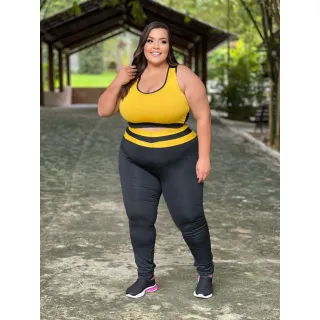 Conjunto Plus Size Calça e Top para Academia - Premium GG ao EXGG - Neon