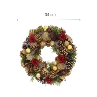 Enfeite Porta Guirlanda Natalina Vermelho Dourado 33 x 9,5 cm - Único