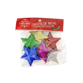 Estrela de Natal Glitter 7cm: enfeite com 6 unidades - Dourado