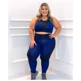 Roupa de academia Plus Size Conjunto Fitness Calça Legging e Top GG XGG EXGG - Verde Militar