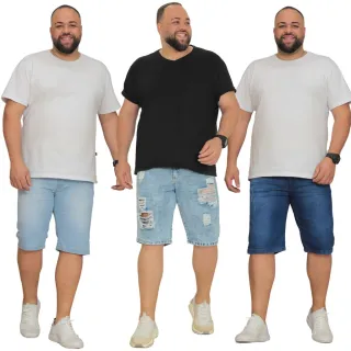 Bermuda Desfiada Jeans Plus Size Masculina - Tamanho Grande