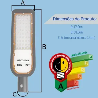 Poste Iluminação Publica LED Luminária 400W Bivolt IP67 - 100W