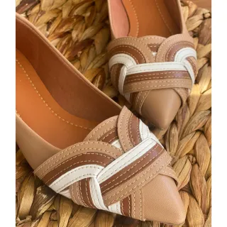 Atacado Sapatilha Feminina Rasteira Bico Fino - Promoção - Nude