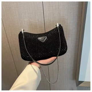 Bolsa Transversal Feminina Pequena com Alça de Corrente Prata - Ming