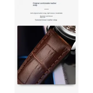 Relógio Masculino de Quartzo com Cinto - Tendência de Moda WOKAI - Marrom prateado