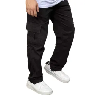 Calça Feminina Cargo Larga com Cordão - 6 Bolsos Skate - jeans